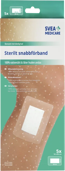 Svea Medicare Sterilt Snabbförband Vattentät 10x30 cm  5 st Svea Medicare