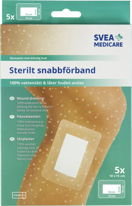 Svea Medicare Sterilt Snabbförband Vattentätt 10x15 cm 5 st Svea Medicare