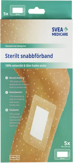 Svea Medicare Sterilt Snabbförband Vattentätt 10x25 cm 5 st Svea Medicare