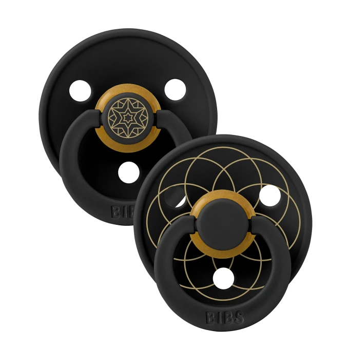 BIBS Pacifier Studio Colour Layl Latex Size 1 Black Gold 2-pack BIBS