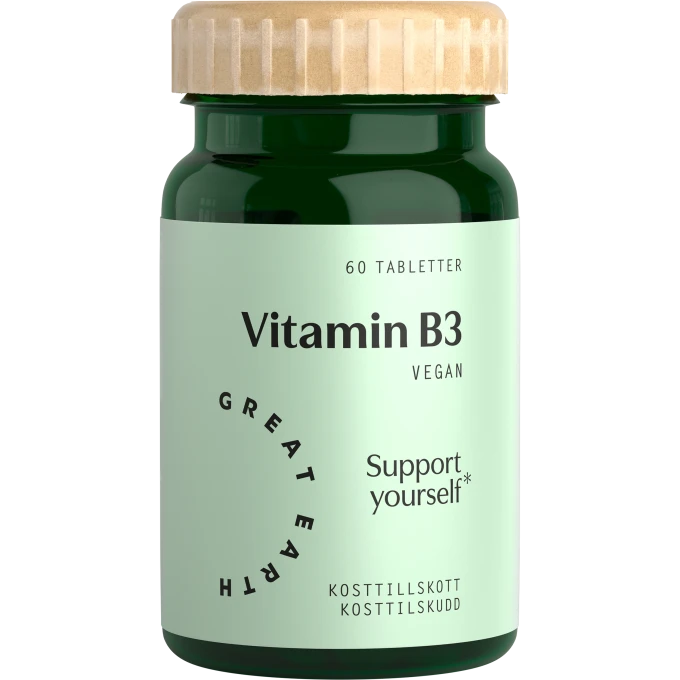 Great Earth Vitamin B3 Niacin 500 mg 60 tabletter Great Earth