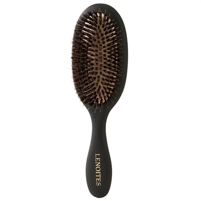 Lenoites Wild Boar Hair Brush with Cleaning Tool Black Lenoites