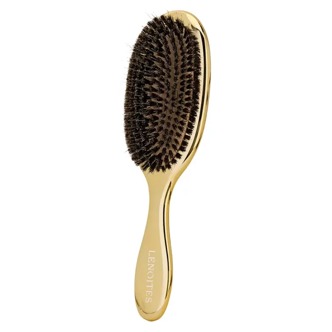 Lenoites Wild Boar Hair Brush with Cleaning Tool Gold Lenoites