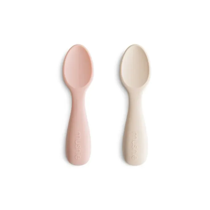 Mushie Toddler Starter Spoons 2-pack Blush/Shifting Sand Mushie