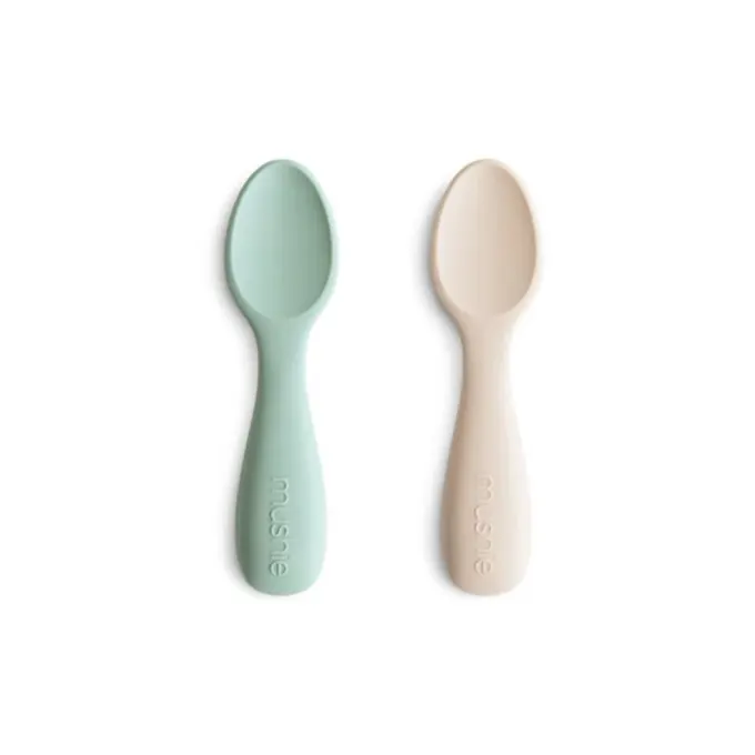Mushie Toddler Starter Spoons 2-pack Blue/Shifting Sand Mushie