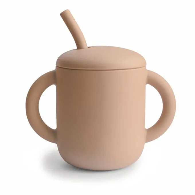 Mushie Silicone Training Cup + Straw 175 ml Natural Mushie