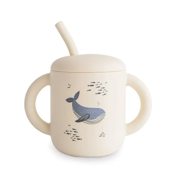 Mushie Silicone Training Cup + Straw 175 ml Whales Mushie