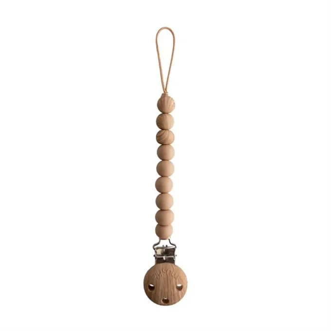 Mushie Pacifier Clip Eva Pale Taupe Mushie
