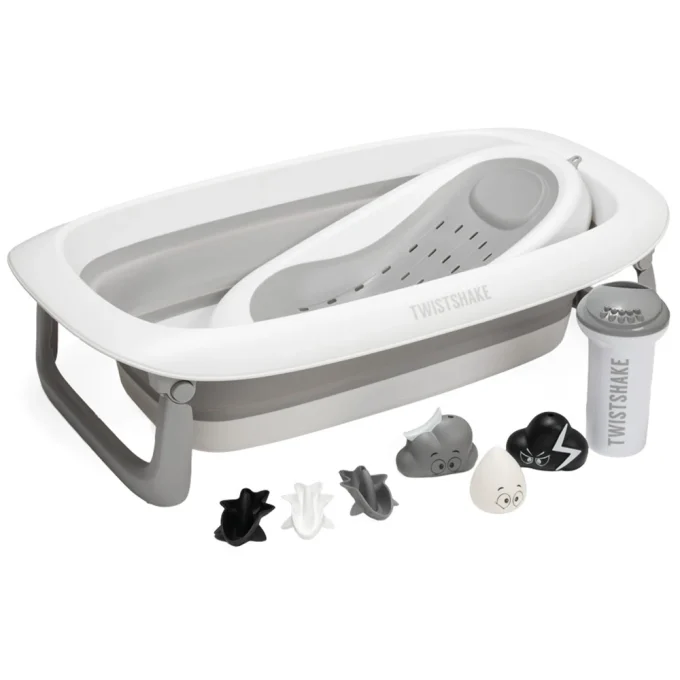 Twistshake Bathtub, Shower & Bath Cradle, Rinser, 6x Toys Pastel Grey Twistshake