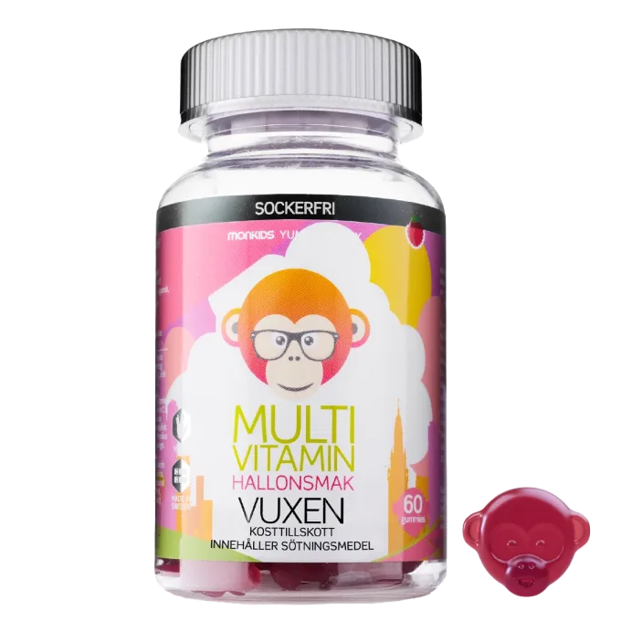 Monkids Multivitamin Sockerfri Vuxen Hallon 60 st Monkids