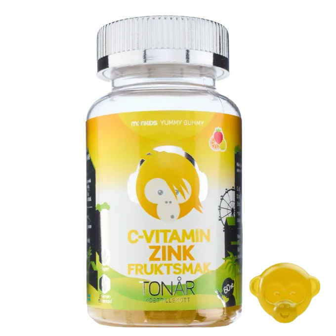 Monkids C-vitamin+Zink Fruktsmak Tonår Tuggtablett 60 st Monkids