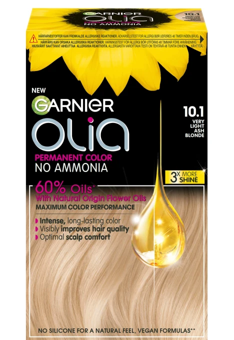 Garnier Olia Permant Hårfärg 1 pack 10.1 Very Light Ash Blonde. Visa bild 1 av 6