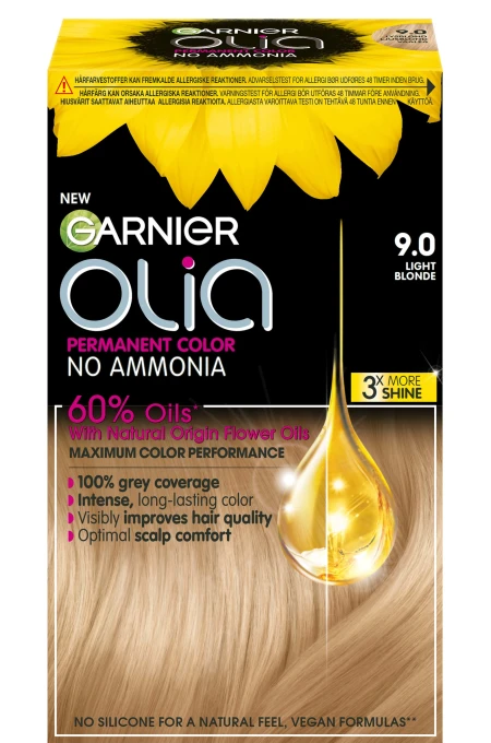 Garnier Olia Permant Hårfärg 1 pack 9.0 Light Blonde. Visa bild 1 av 6