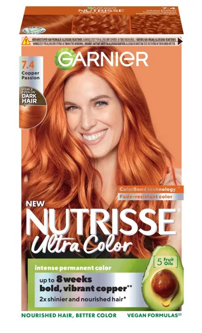 Garnier Nutrisse Ultra Color Permanent Hårfärg 1 pack 7.4 Copper Passion. Visa bild 1 av 1