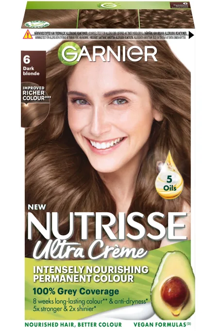 Garnier Nutrisse Ultra Color Permanent Hårfärg 1 pack 6 Dark Blonde. Visa bild 1 av 1