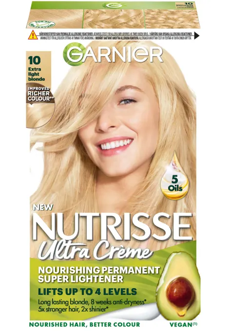 Garnier Nutrisse Ultra Color Permanent Hårfärg 1 pack 10 Extra Light Blonde. Visa bild 1 av 1