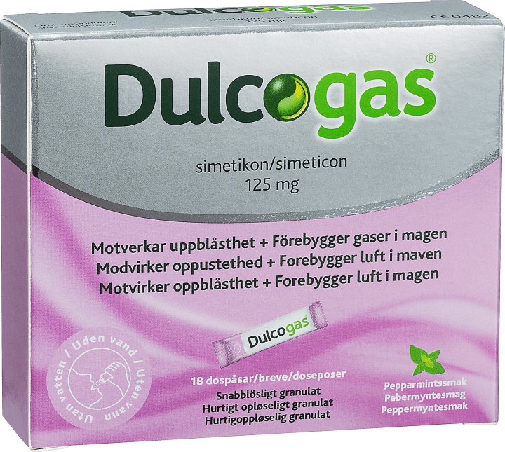 Dulcogas pepparmint dospåse 125 mg 18 st Dulcogas
