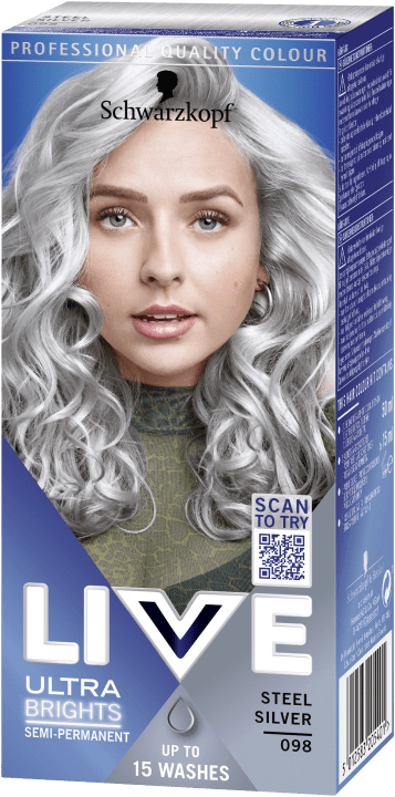 Schwarzkopf Live Ultra Brights or Pastel Hårfärg 098 Silver Steel Schwarzkopf