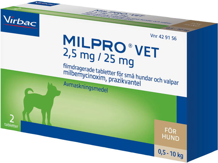 Milpro Vet för Hund 2,5 mg / 25 mg 2 tabletter Milpro Vet