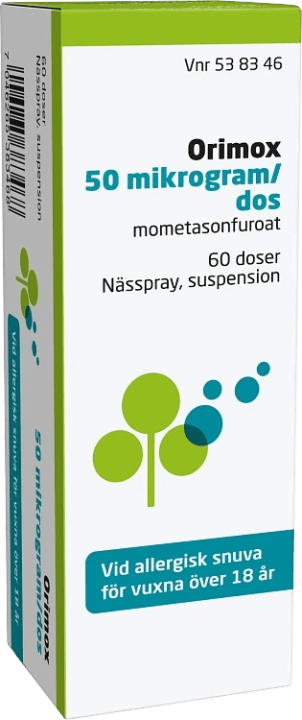 Orimox Orifarm Nässpray suspension 50 µg/dos 60 doser Orifarm