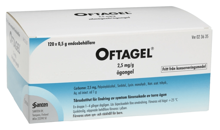 Oftagel ögongel i endosbehållare 2,5 mg/g 120 st Oftagel