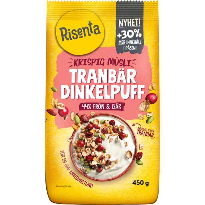 Risenta Krispig Müsli Tranbär Dinkelpuff 450 g Risenta