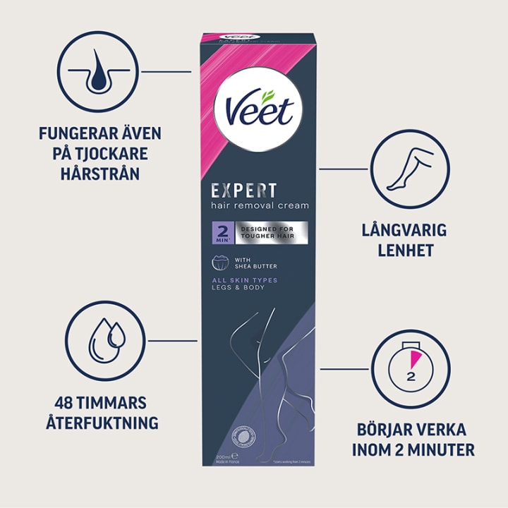 Veet Expert Hair Removal Cream All Skin Types Legs & Body 200 ml Veet