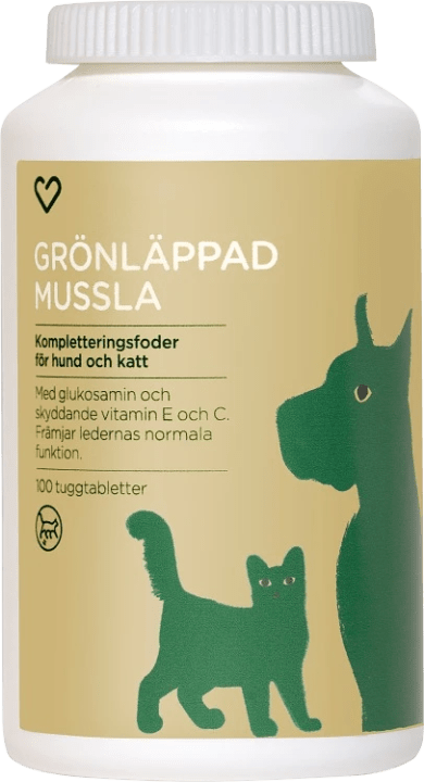 Hjärtats Grönläppad mussla för hund och katt 100 tabletter Hjärtats