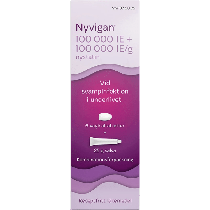 Nyvigan Salva + vaginaltablett 100000IE/g+100000IE Tub + Blister, 25g + 6 tabletter Nyvigan