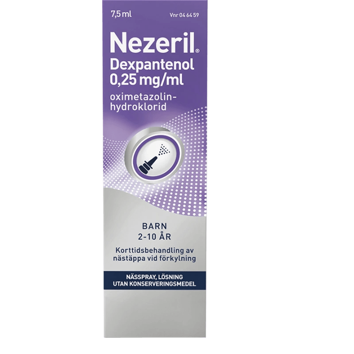 Nezeril Dexpantenol Nässpray, lösning 0,25mg/ml, 7,5ml Nezeril