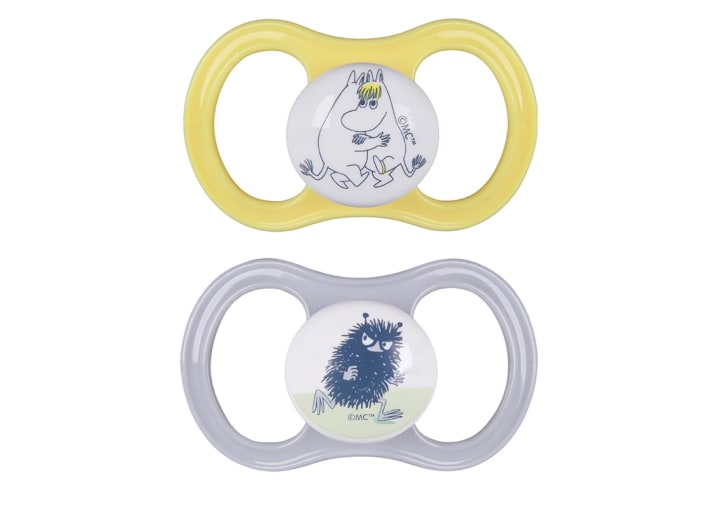 ESSKA Happy Muminedition Napp + 4 månader 2-pack gul/grå Esska