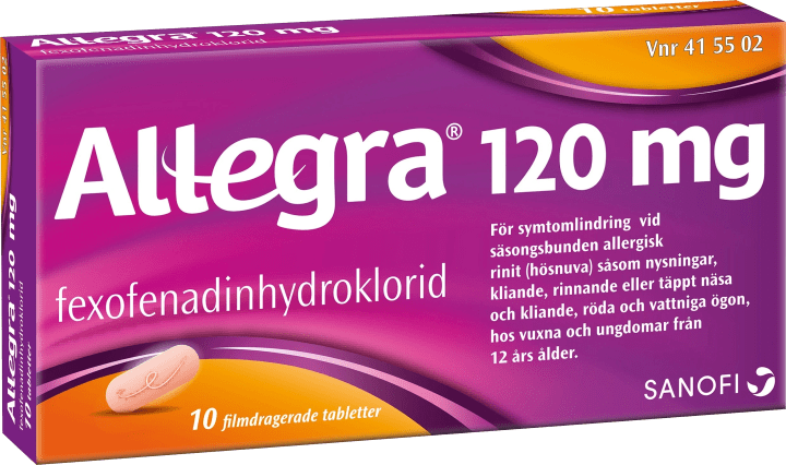 Allegra filmdragerad tablett 120 mg 10 st Allegra