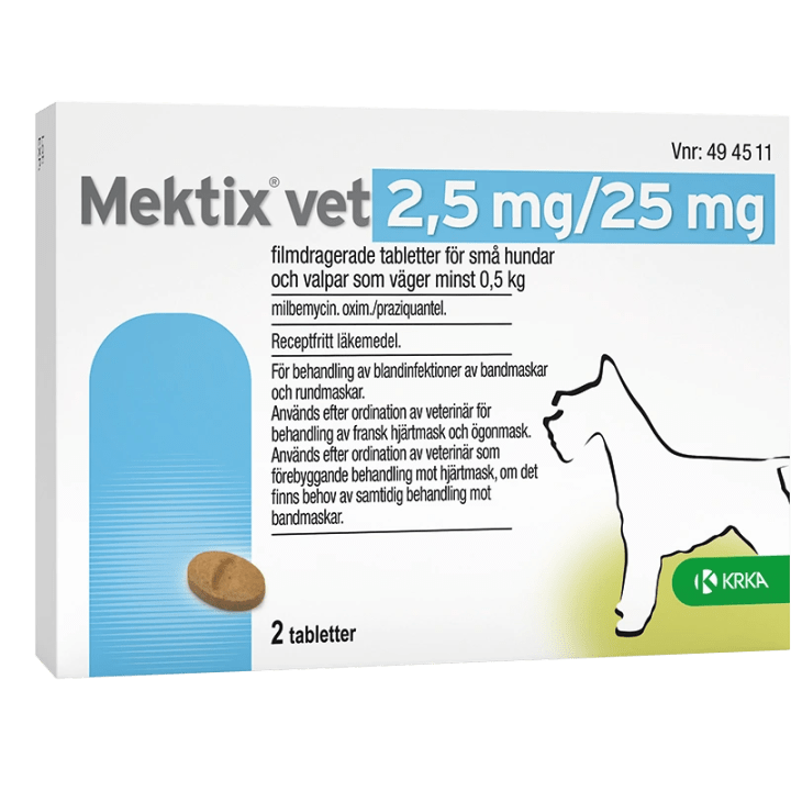 Mektix vet Filmdragerad tablett 2,5mg/25mg Blister, 2tabletter Mektix vet