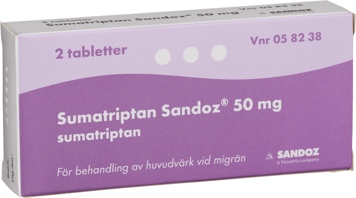 Sumatriptan Sandoz filmdragerad tablett 50 mg 2 st Sandoz