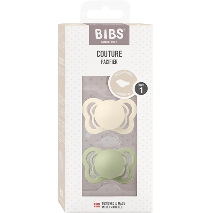 BIBS Couture Latex Ivory/Sage 2-pack Size 1 Bibs