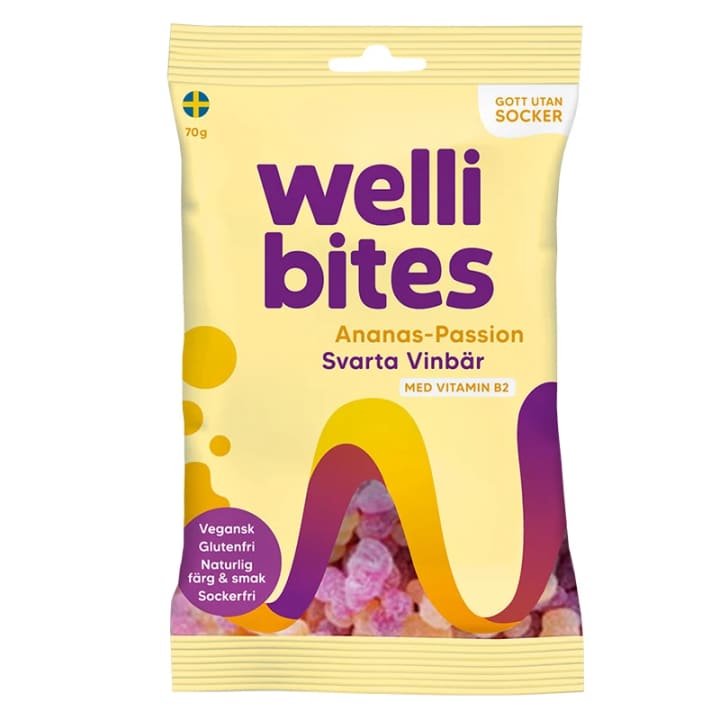 Wellibites Ananas Passion & Svarta Vinbär 70 g Wellibites