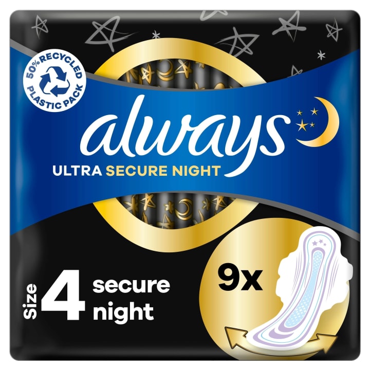 Always Ultra Secure Night Stl 4 Bindor Med Vingar 9 st Always