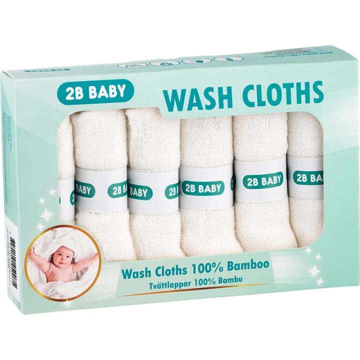 2B Baby Tvättlappar Bambu Vit 6-pack 2B Baby