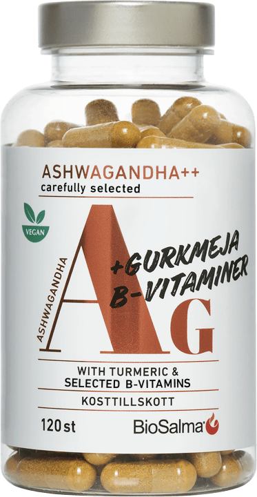 BioSalma Ashwagandha + Gurkmeja, B-vitaminer 120 kapslar BioSalma