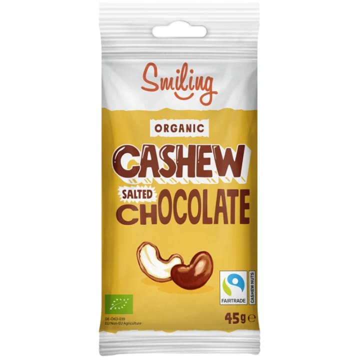 Smiling Cashewnötter Salt Ljus Choklad 45 g Smiling