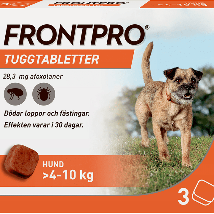 FRONTPRO 28,3 mg tuggtabletter för hund >4-10 kg 3 st Frontpro