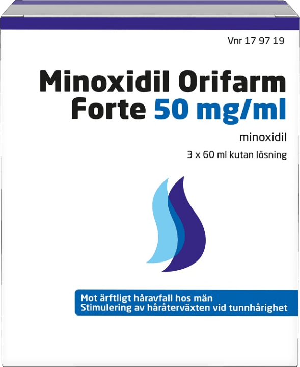 Minoxidil Orifarm Forte kutan lösning 50 mg/ml 3x60 ml Orifarm