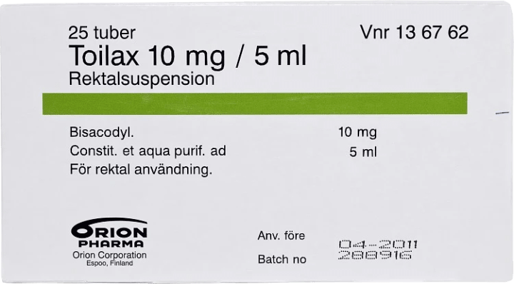 Toilax rektalsuspension 10 mg/5 ml tub 25 x 5 ml Toilax