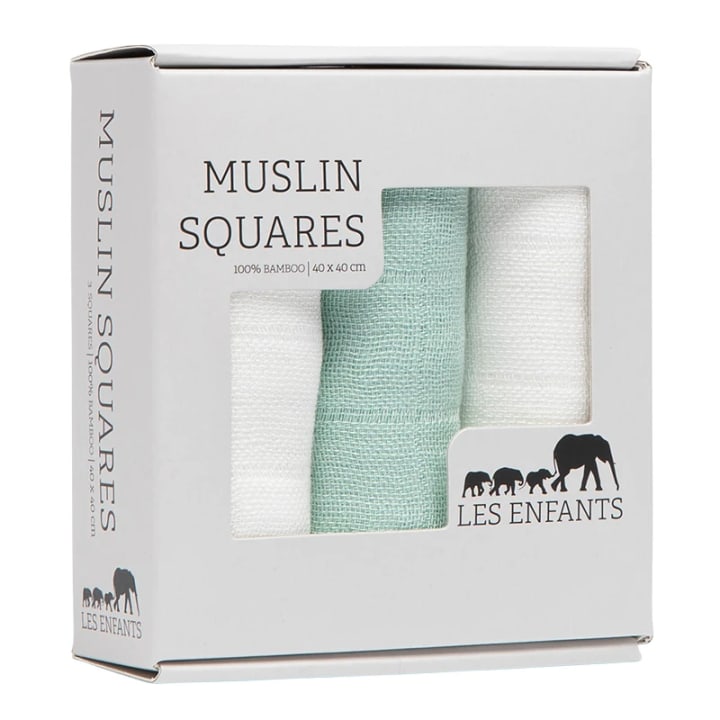 Les Enfants Muslin Squares 3-pack Grön/Vit Les Enfants