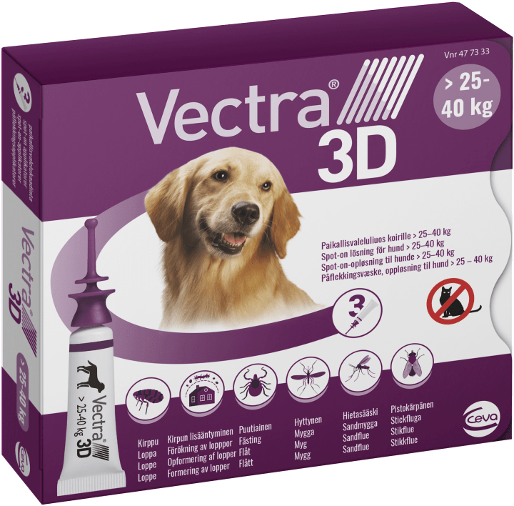 Vectra 3D för hund 25-40 kg Spot-on lösning Pipett, 3st (3x4,7ml) Vectra 3D