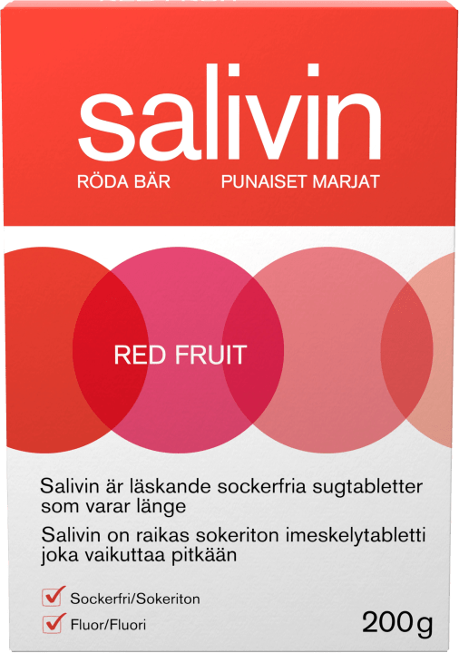 Salivin Red Fruit Sugtablett vid muntorrhet 200 g Salivin