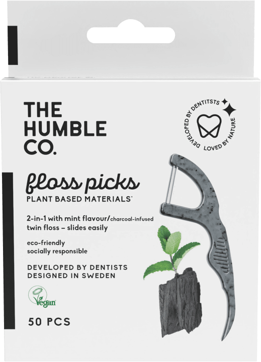 Humble Dental Floss Picks Charcoal 50-pack Humble