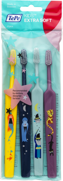 TePe Kids Extra soft tandborste 4 st, blandade motiv/färger TePe