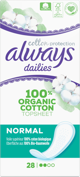 Always Dailies Cotton Protection Trosskydd Normal 28 st Always