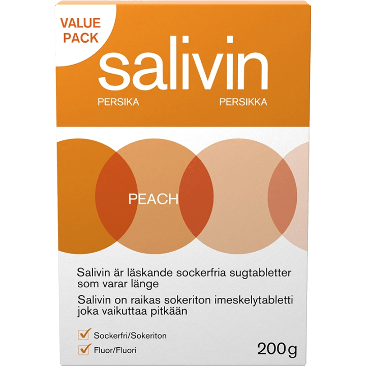 Salivin Sugtabletter Peach 200 g Salivin